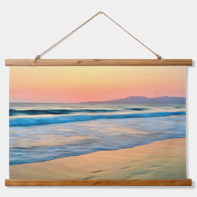 Beach Sunset Wandteppich Mit Holzrahmen (Vorne)