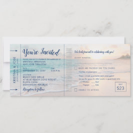 Beach Sunset Wedding Boarding Pass + UAWG Einladung