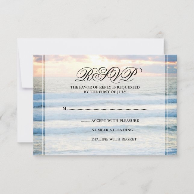 Beach Sunset Wedding Response Card RSVP Karte (Vorderseite)