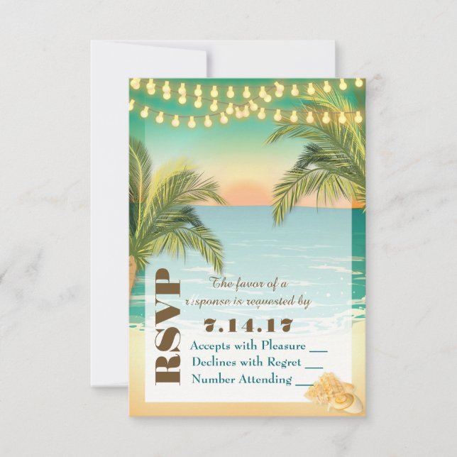 Beach Sunset Wedding RSVP (Vorderseite)