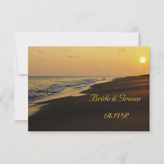Beach Sunset Wedding RSVP Card Karte (Vorderseite)