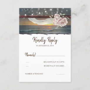 Beach Sunset Wedding RSVP Karte