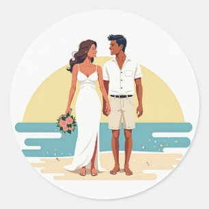 Beach Sunset Wedding Sticker