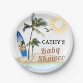 Beach Surf Baby Dusche 7" Rundpapier Platte Pappteller