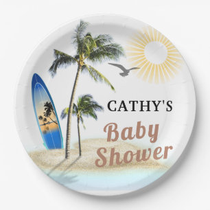 Beach Surf Baby Dusche 9" Rundpapier Platte Pappteller