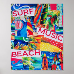 Beach & Surf Collage Poster