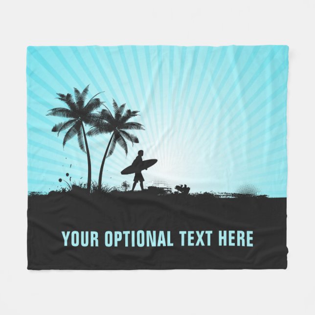 Beach Surfer angepasste Texttafeldecke Fleecedecke (Vorderseite (Horizontal))