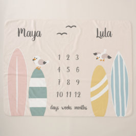 Beach Surfer Twins Milestone Baby Sherpadecke