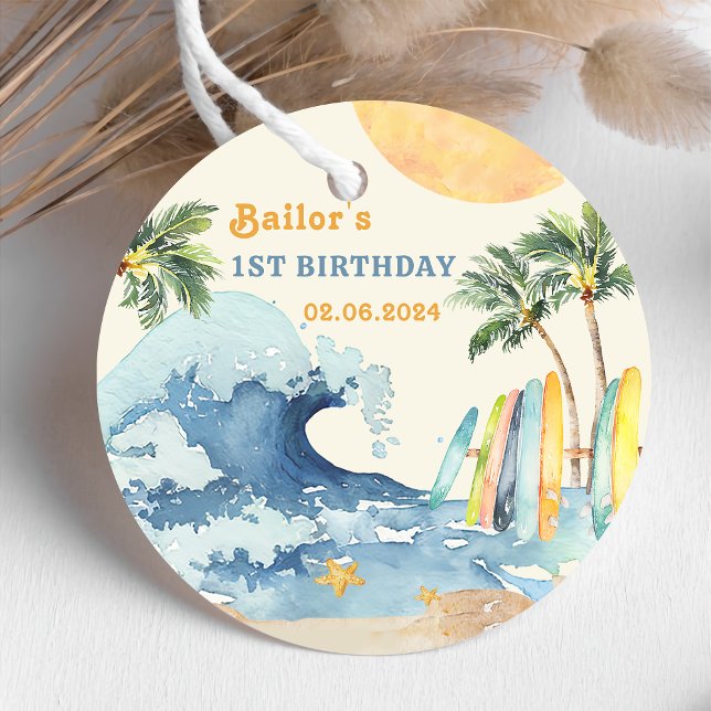 Beach Surfing Geburtstagsparty Geschenkanhänger (Von Creator hochgeladen)