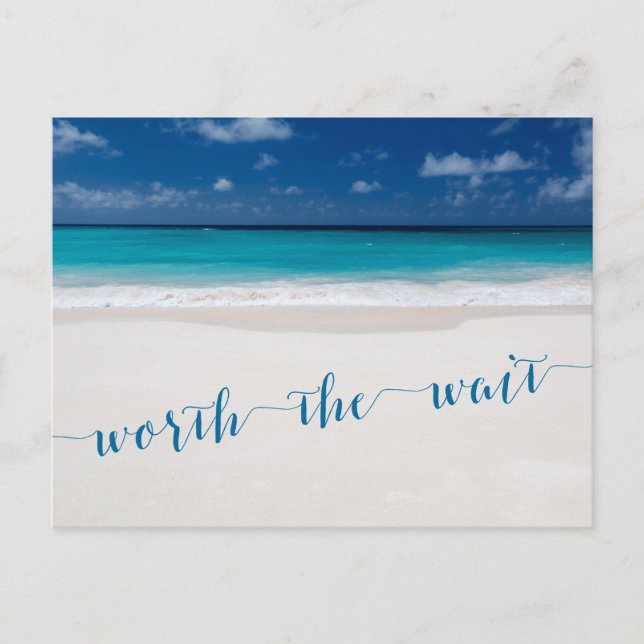 Beach Thema Save the Date wert Ankündigungspostkarte (Vorderseite)