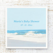 Beach Theme Babydusche Napkin Ocean Seascape