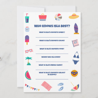 Beach Theme Birthday Party Game Einladung