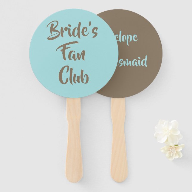 Beach Theme Bride Fan Club Bridesmaid Name Fächer (Vorne und Hinten)