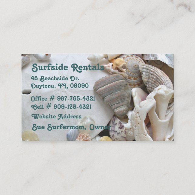Beach Theme Business Card Telefonnummerkarte (Vorderseite)