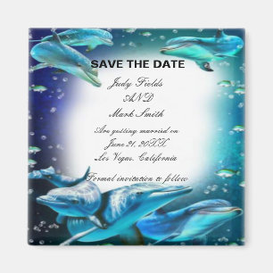 Beach Theme Dolphin Hochzeit retten Datum Magnet