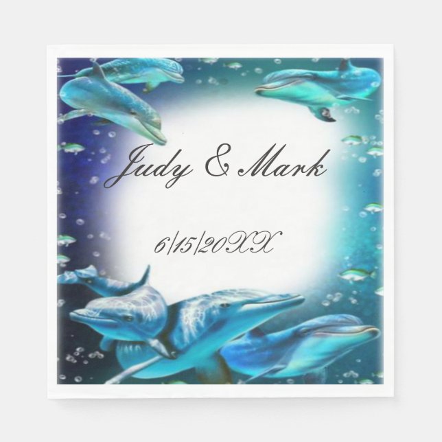Beach Theme Dolphin Wedding Paper Napkin Serviette (Vorderseite)