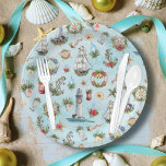 Beach Theme Nautical Christmas Coastal Pappteller<br><div class="desc">Ihr Weihnachtsfest zum Thema "Strand" wird mit diesen Tellern,  die eine Vielzahl von nautischen Elementen wie Segelschiffe,  Leuchttürme,  Schiffsrad,  Anker,  Bojen,  Seesterne und Muscheln,  verziert mit Urlaubsszenen von Grün,  Beeren,  Poinsettia und heiligen Blätter,  ein Hit sein.</div>