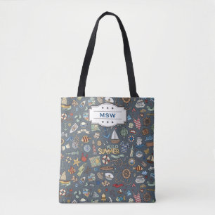 Beach Theme, Nautical Pattern Tote Bag Tasche