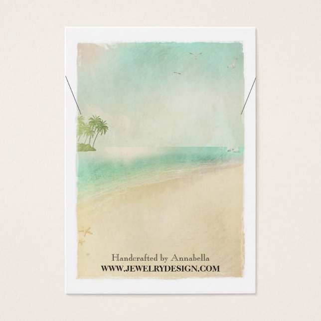 Beach Theme Necklace Holder Custom Juwelier Card (Vorderseite)