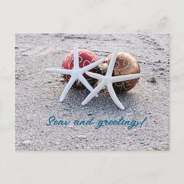 Beach Theme Post Card mit Starfish und Ornamenten Postkarte (Vorderseite)