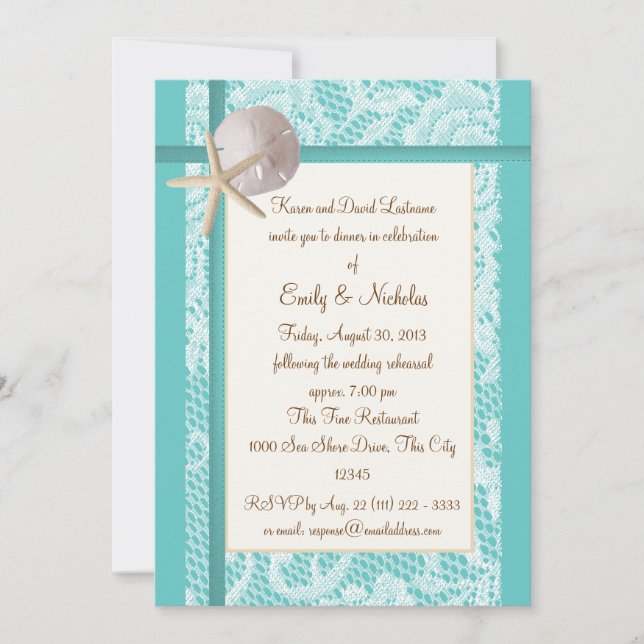 Beach Theme Probe Dinner Einladung (Vorderseite)