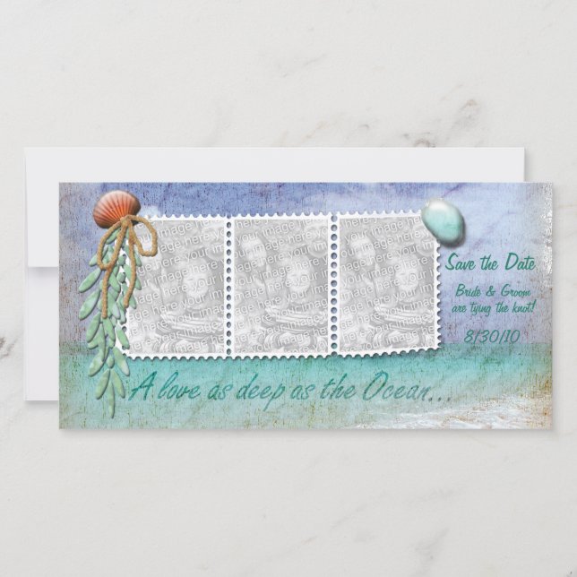 Beach Theme Save the Date Foto Cards (Vorderseite)