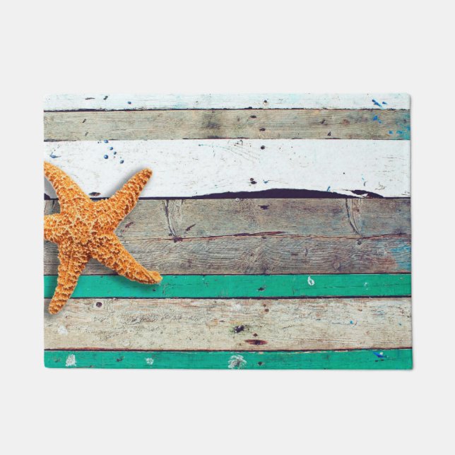 Beach Theme Starfish Wedding rustikal Fußmatte (Vorderseite)