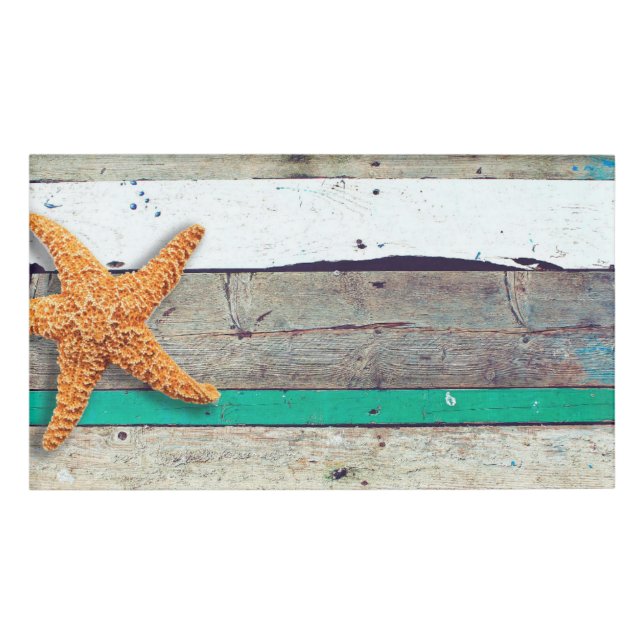 Beach Theme Starfish Wedding rustikal Namenschild (Vorderseite)