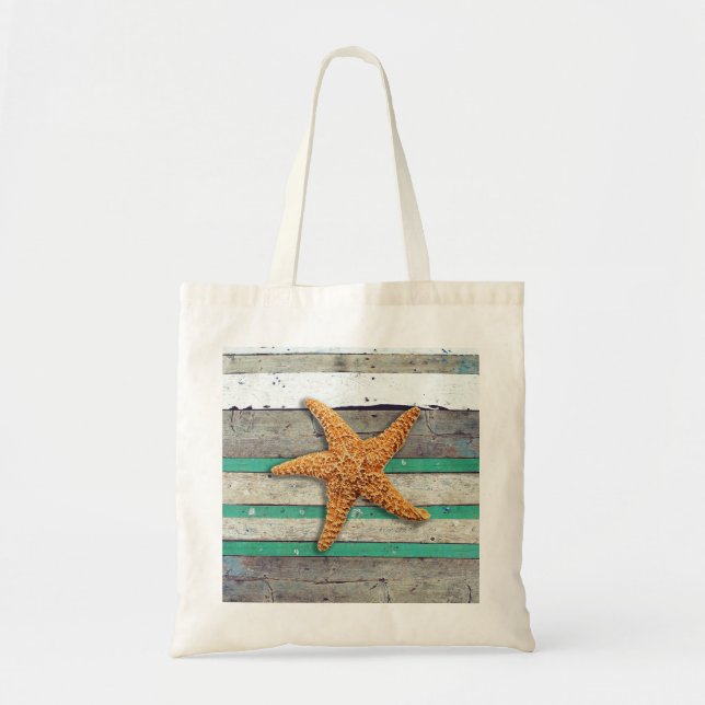 Beach Theme Starfish Wedding rustikal Tragetasche (Vorne)