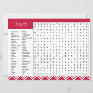 Beach Theme Vermisst You Game Card Ankündigung