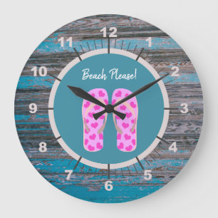 Beach Theme Wall Clock with Numbers Große Wanduhr