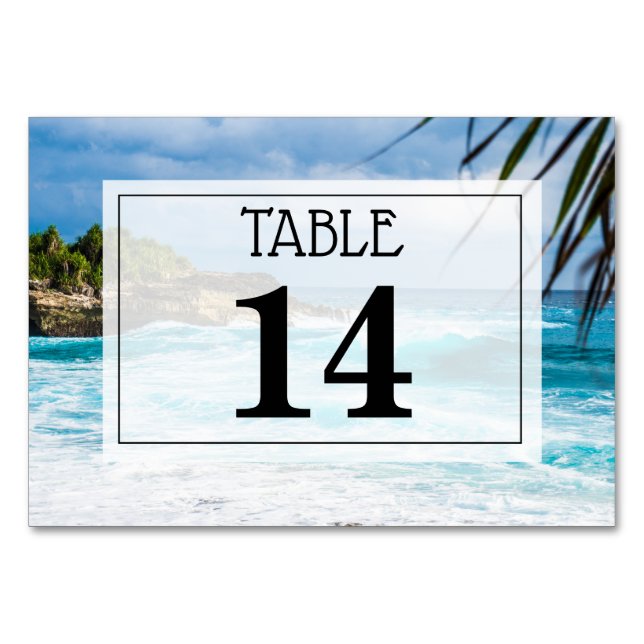 Beach Theme Wedding Tischnummer Card (Vorderseite)