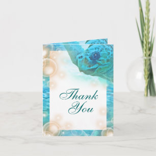 Beach theme wedding turtle "thank you" dankeskarte