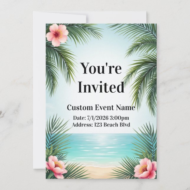 Beach Themed Flat Invitation (Devant)