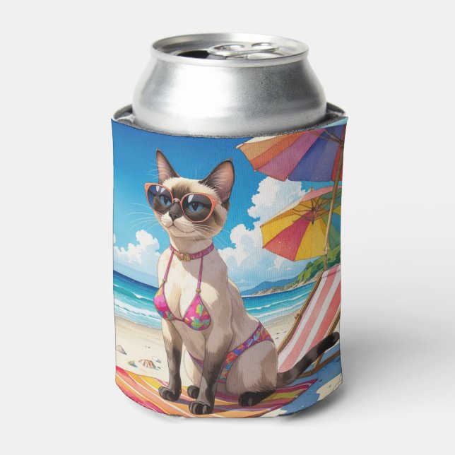 Beach themed for Siamese Cat lovers Dosenkühler (Kanne Vorderseite)