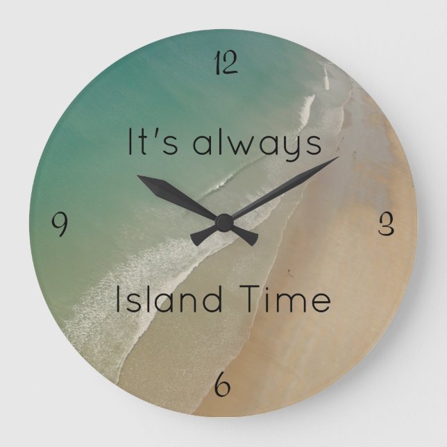 Beach Themed, Island Time Clock Große Wanduhr (Vorderseite)