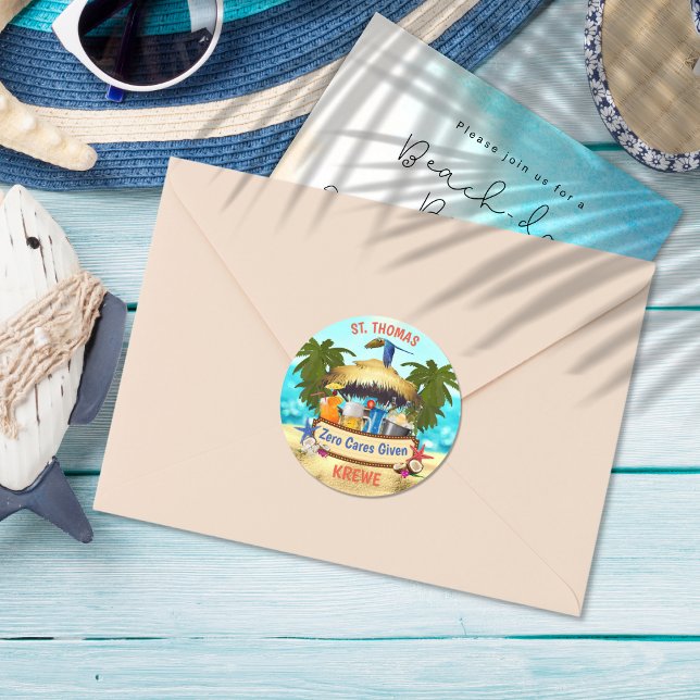 Beach Tiki Bar Runder Aufkleber (Von Creator hochgeladen)