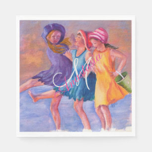 BEACH TIME GIRLFRIENDS MONOGRAM PARTY SERVIETTE