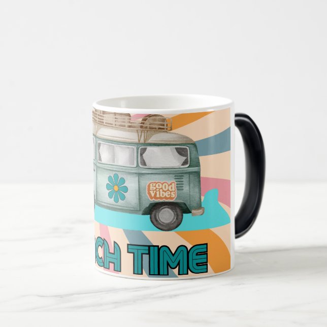 Beach Time Retro Van Vibes Verwandlungstasse (VorderseiteRechts)