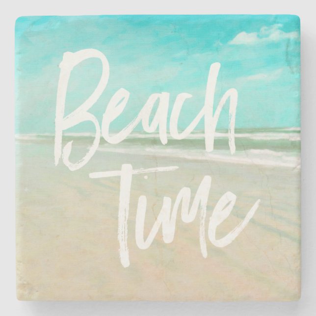 Beach Time Türkis Sky Beach Seascape Stone Coas Steinuntersetzer (Vorderseite)