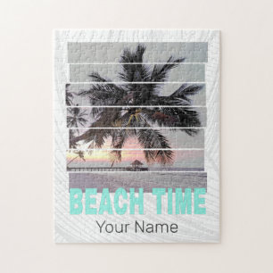 Beach Time Vintag Pier Palm Tree Sunset Souvenir