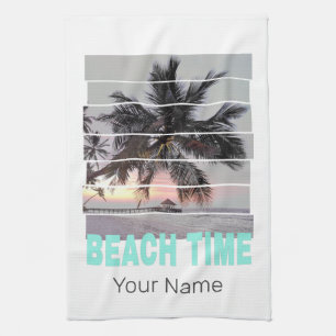 Beach Time Vintag Pier Palm Tree Sunset Souvenir Geschirrtuch