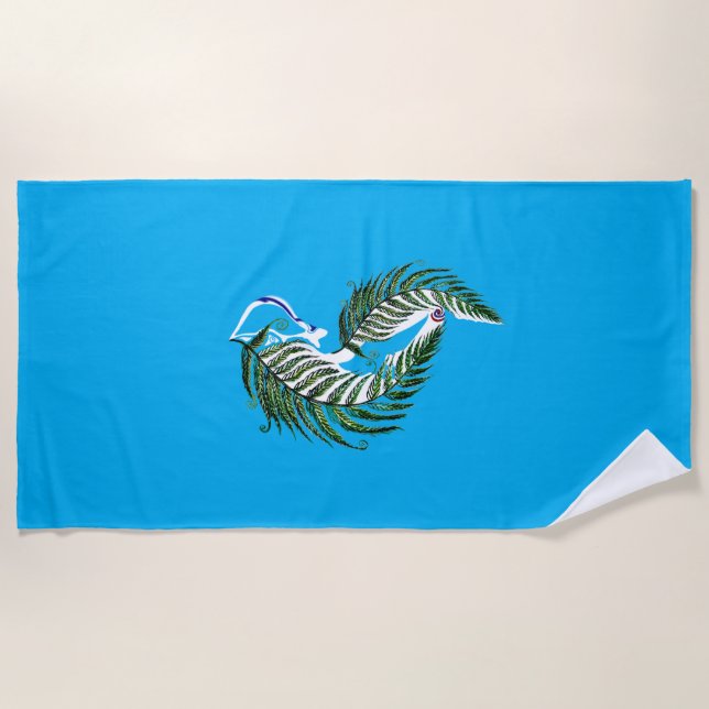 Beach Towel NZ Aotearoa Fern Design Strandtuch (Vorderseite)