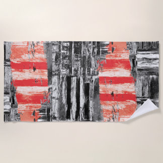Beach Towel – Red Pulse Abstract Design Strandtuch