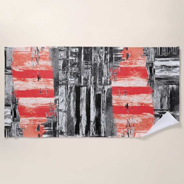 Beach Towel – Red Pulse Abstract Design Strandtuch (Vorderseite)