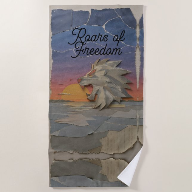 Beach Towel – Roaring Sunset Lion Strandtuch (Vorderseite)