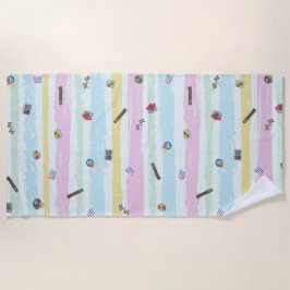 Beach Towel – Sports & Stripes Pastel Racing  Strandtuch