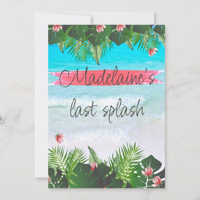 Beach Tropical Bachelorette Green Blue Einladung (Rückseite)