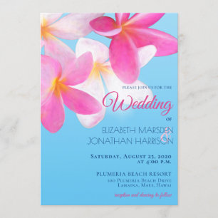 Beach Tropical Hawaii Floral Pink Wedding Einladung