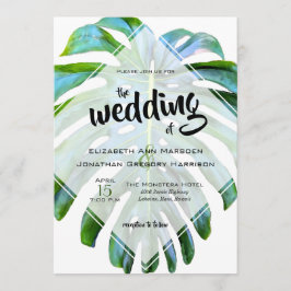 Beach Tropical Hawaii Leaf Grünes Foto Hochzeit Einladung